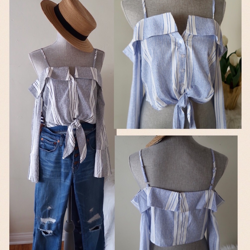 ZOE- Off-Shoulder with Strap Crop Top - Picture 3 of 6